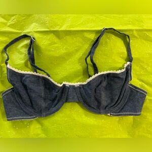 RARE Vintage VICTORIAS SECRET Gold Label Denim Demi Underwire Bra Swim 36B NWT
